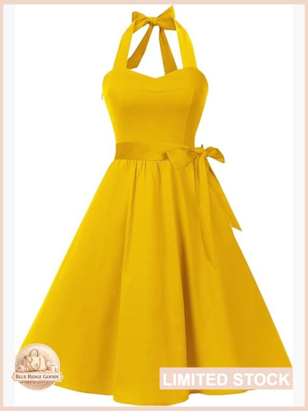 Vintage Polka Audrey Swing Dress 1950s Halter Retro Cocktail Party Midi